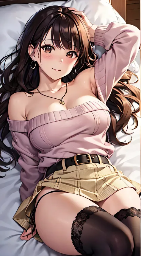 (table top, highest quality, High resolution, , perfect pixel, 4k,), 1 girl, single, alone, Beautiful woman、I could see the whole body、 ((wavy middle hair, bangs, brown hair)), ((brown eyes, beautiful eyelashes, realistic eyes)), ((detailed face, blush:1.2...