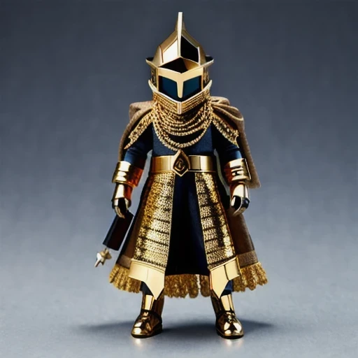 Brilliant Gold Diamond Maya Star（（Rosewood））Copper weapons, Burlap Cloak Mummy Hood Platinum Silk Cyberpunk Light Crossbow Space Station 1:90 miniature models, illustration, Side view, (Side view), Wear gold-rimmed reflective sunglasses, Carrying future we...