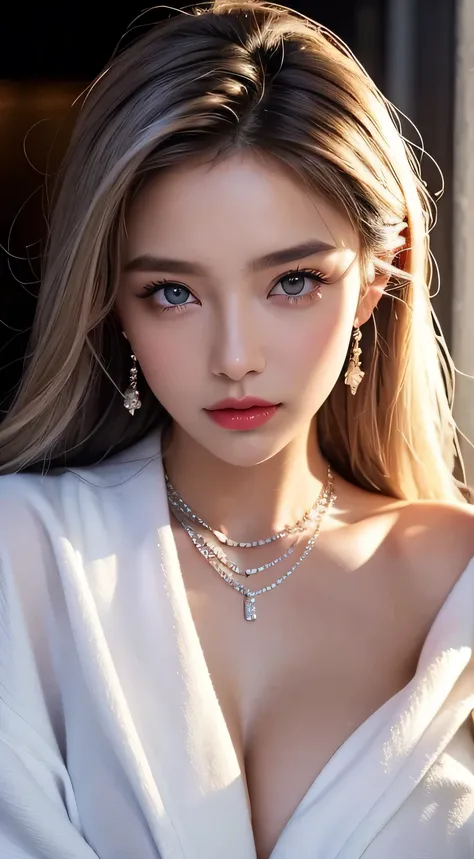 Urban beautiful girl college student, masterpiece, light makeup, red lips, silver hair, messy long hair, street background, beautiful, elegant. super fine details, master works, authentic texture, cinematic lighting realism, perfect job, 16K, hd, exquisite...