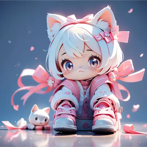 Cat with pink ribbon