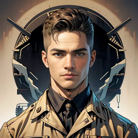 (high-quality digital art,detail-oriented),man,40,military-style hair, executive