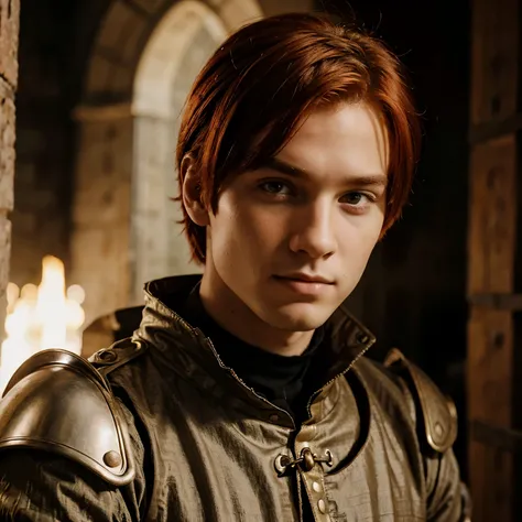 A young man, Red hair, medieval clothing 