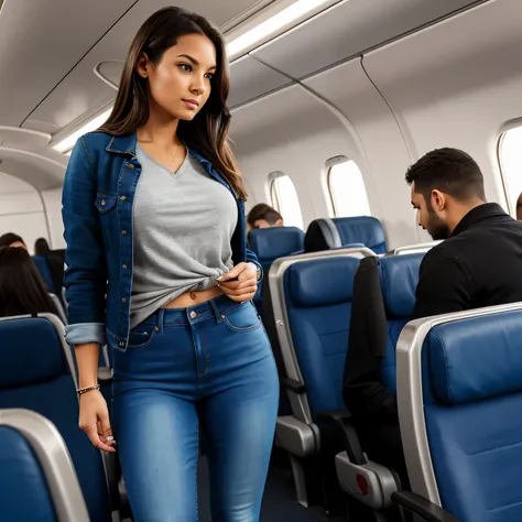 a girl wearing tight jeans and high heels became aware of someone staring at me from across the aisle, so I turned around. But there was no one in sight.