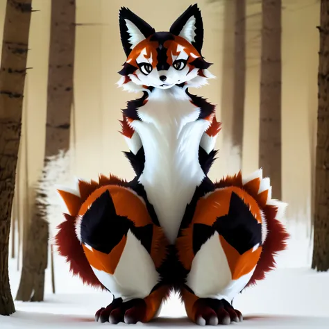 The Foocoon is a captivating fusion of the fox and raccoons most alluring traits. With the sleek, slender body and bushy, voluminous tail of a fox, it gracefully balances the distinctive facial mask and dexterous paws of a raccoon. The Foocoons fur boasts ...