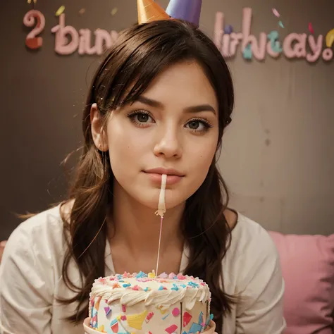 Animation beauty blowing birthday cake