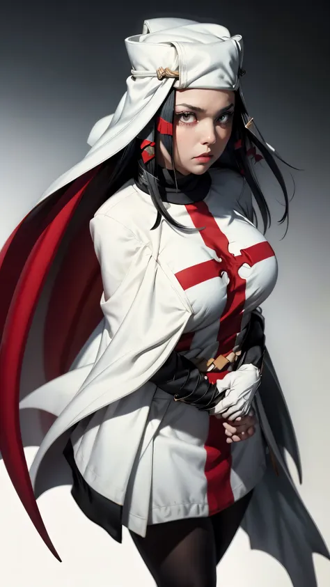 arrow, fire force, masterpiece, best quality,  ffarrow, white headwear, red and white dress, long black sleeves, black pantyhose...