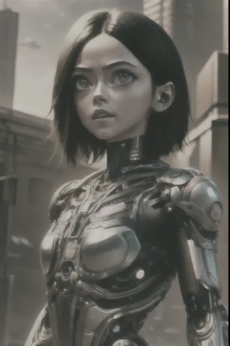 alita: battle angel, (cyborg girl:1.2), sci-fi, cyberpunk uhd, hdr, 16k, ((masterpiece)), alita woman