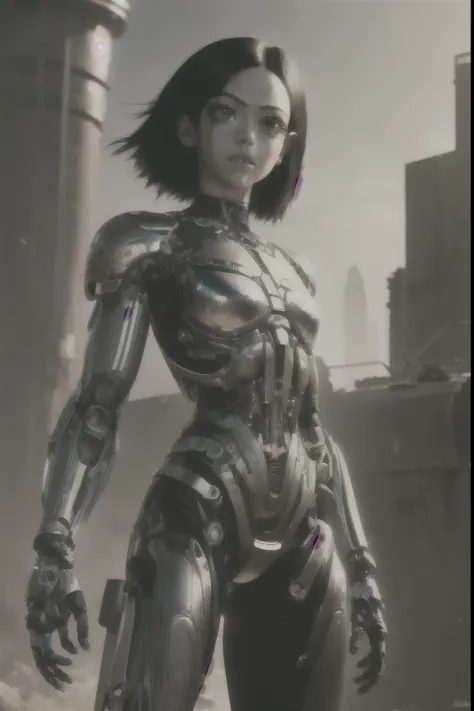 alita: battle angel, (cyborg girl:1.2), sci-fi, cyberpunk uhd, hdr, 16k, ((masterpiece)), alita woman, sharp, beautiful, full bo...