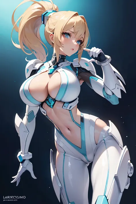 Beautiful, gorgeous, (Nova:1.2) (from StarCraft), (lean body), (athletic body:1.1), (round boobs), (good anatomy), blonde platinum hair, (medium ponytail), (slim waist), wearing (futuristic skimpy white armor:1.2), (detailed eyes and face:1.2), (detailed h...