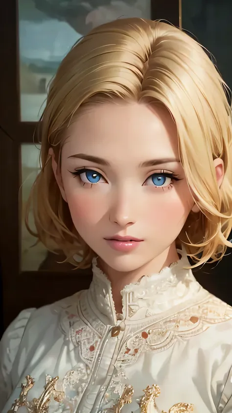 (highest quality,4k,8k,high resolution,masterpiece:1.2),super detailed,realistic:1.37,portrait,blonde,blue eyes,white skin,medie...