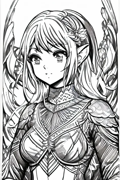 animated monochrome drawing: ink sketches: manga elf (best quality, 4k.8k, masterpiece: 1.2), ultra-detailed (realistic, photore...