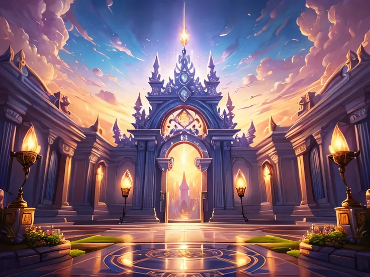 A fantasy style digital painting of the pearly gates of heaven, magic the gathering style, Ron Spencer, highly detailed, digital painting, artstation, concept art, smooth, clear lines, illustration, detailed illustration, pastel tetradic colors, magic the ...