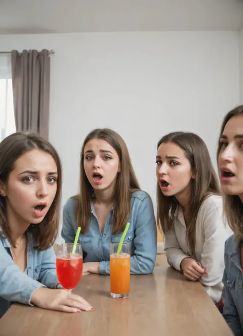 girl in room with frends saying no to drinks ofers