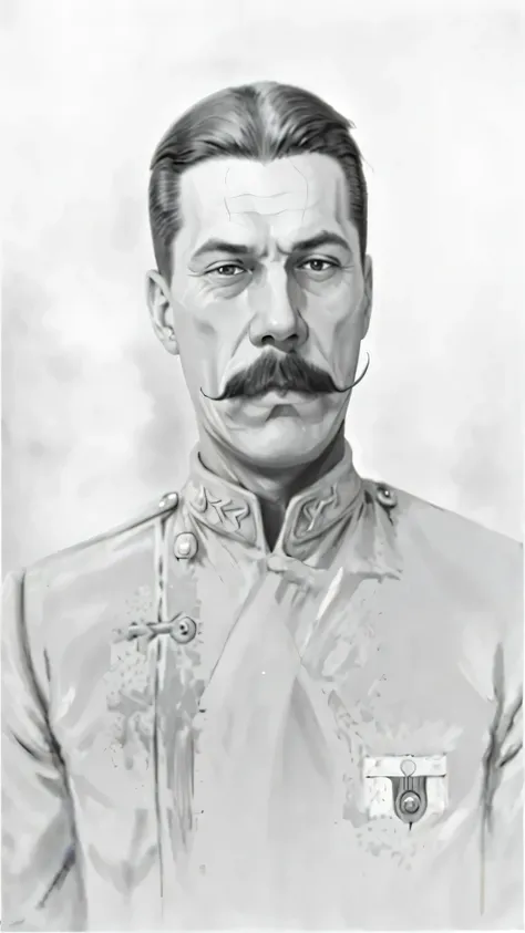 a black and white photo of a man in uniform with a mustache, stanisław, vladimir motsar, young tsar, vittorio matteo corcos, lea...