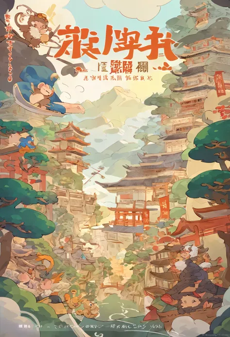 top quality, best quality, High-quality illustrations, masterpiece, super high resolution, detailed background, monkey: a journey to the west, A classic of Chinese literature, this beloved folktale is part adventure story, Sun Wukong(Sun Wukong), Zhu Bajie...