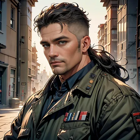 (high-quality digital art,detail-oriented),man,40,military-style hair, executive