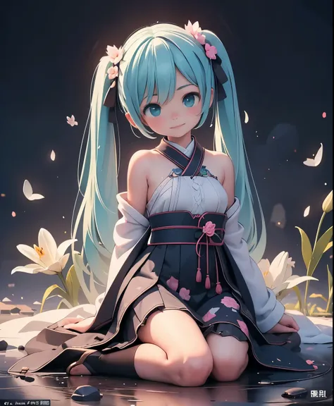 (masterpiece、highest quality、highest quality、official art、beautiful beautiful:1.2)、(1 girl:1.3)hatsune miku、twin tails,big breas...