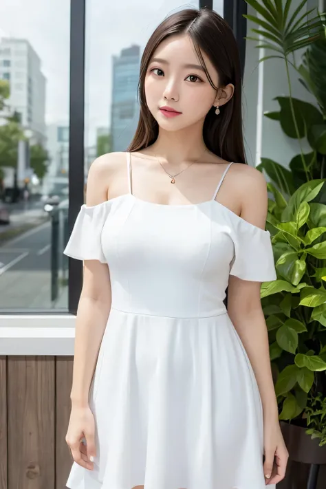 white dress　woman