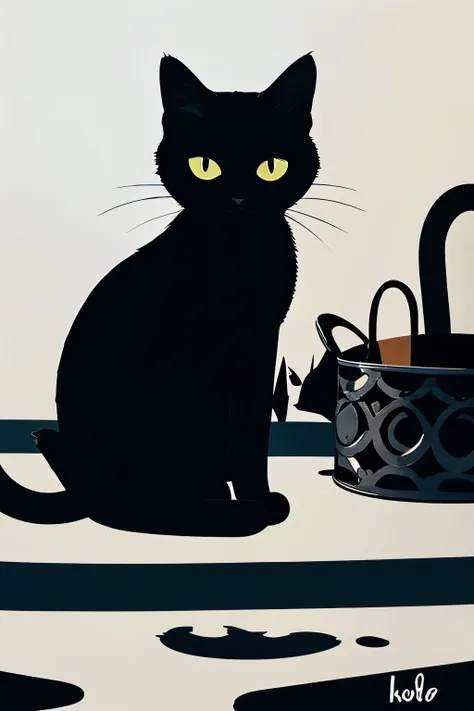 Black cat　cool　An illustration