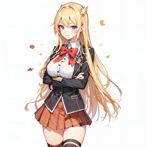 anime girl with long blonde hair and a , realistic , a hyperrealistic , hyperrealistic , blonde anime girl with long hair, render of april, school girl, , beautiful anime high school girl, seductive anime girl, marin kitagawa fanart, ecchi anime style, opp...