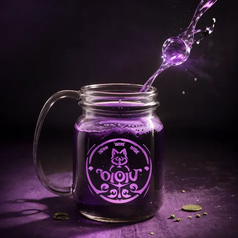 A cartoon image of Elixirs potions with a Pepe image with cat which the word “Elixir” is written on it on a purple themed background. On the topmost part of the image is a beautiful well written word saying “Contribute and earn potions Ritual”