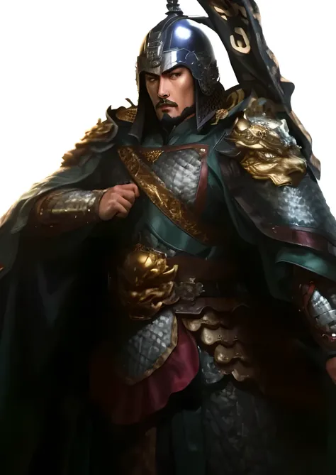 A man wearing a gray robe、Chinese_armor,Mans armor,alone,Shoulder_armor,helmet,detailed_Eye,looking at the audience,black hair,masterpiece, best quality, perfect Eye, perfect face, perfect lighting, 8K,perfect anatomy, Clothes with Japanese patterns,((Unr...