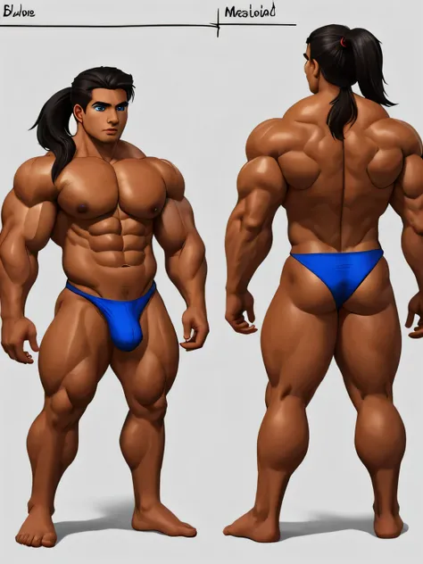 TANNED BOY. Conan Exiles style, ((masterpiece)),(((best quality))),((character design sheet,same character,front,side,back)), ((Extremely realistic shadows, Masterpiece, extremely detailed, photorealistic)) standing in front on stage, Full body volumetric ...