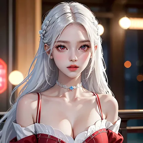 masterpiece, highest quality, very detailed, cinematic lightning, intricate details, High resolution, official art, beautiful detailed face and eyes, High resolutionのイラスト, 8K, written boundary depth, Bokeh, alone, 1 girl, girl with white hair and red eyes,...