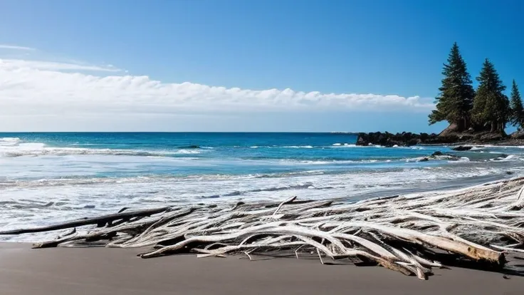 trees that have been washed up on the beach by the ocean, unfinished roots of white sand, incredibly beautiful, by Richard Gruelle, beach trees in the background, breath taking, breath taking beautiful, driftwood, enigmatic natural beauty, beautiful and om...