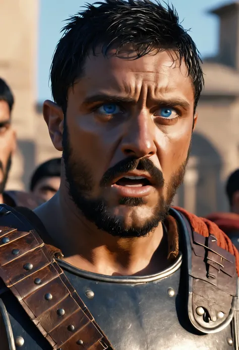 (masterpiece, high quality, best quality), beautiful, hd, realistic, perfect lighting, detailed face, detailed body, Imagine the shock on Caesars face as he sees his friend Brutus among the attackers.
, black hair, blue eyes, long black hair, brown and wor...