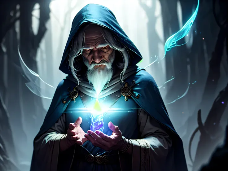 realistic,A wizard facing the front, a glowing medicine being prepared, and a mysterious light overflowing, masterpiece, best quality, old wise wizard mixing potions, moody lighting, glow, glowing, mysterious, mystical, magical, rim lighting