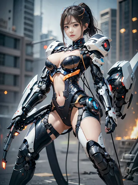 rough skin, Super detailed, advanced details, high quality, 最high quality, High resolution, 1080p, hard disk, beautiful,(war machine),beautiful cyborg woman,Mecha cyborg girl,battle mode,Mecha body girl,She is wearing a futuristic war machine,full body sho...