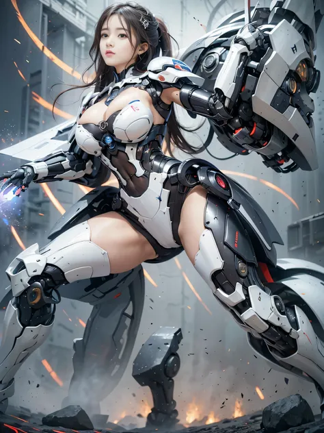 rough skin, Super detailed, advanced details, high quality, 最high quality, High resolution, 1080p, hard disk, beautiful,(war machine),beautiful cyborg woman,Mecha cyborg girl,battle mode,Clear Mecha Body Girl,She is wearing a futuristic war machine,full bo...