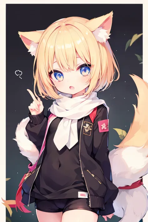 Very beautiful and shining eyes、shining eyes、((1 girl))、small breasts、big mouth、high school girl、small breasts、Cat ear、blonde short hair、scarf、hot pants、transparent clothes、childish clothes、7 year old girl