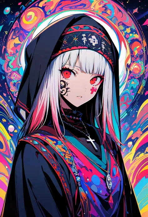 realist, (masterpiece, top quality, best quality, official art, beauty, Atmospheric, cosmic, Gothic, Psychedelic, dreamlike, fear, Tokyo Ghoul and Devil May Cry style: 1.2), Very detailed, fractal art, Gorgeous, More detail, Zentangle, (abstract background...