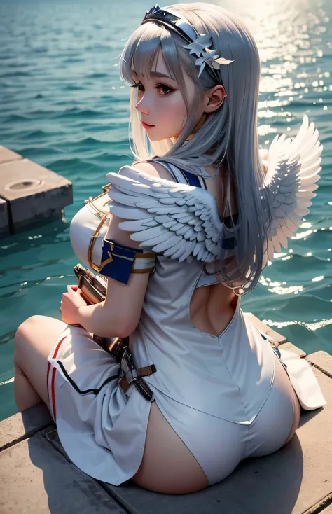 Greek warships、She has the white wings of an angel on her back、