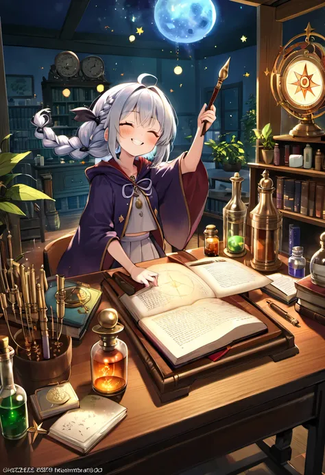 nsfw, masterpiece, best quality, japanease, 1 beautiful and adorable 12 yo 150 cm  girl, alchemist casting a spell, student of Hogwarts School of Witchcraft and Wizardry, the girl puts up with bullying, noble little lady, ringed eyes, Calm, half closed eye...