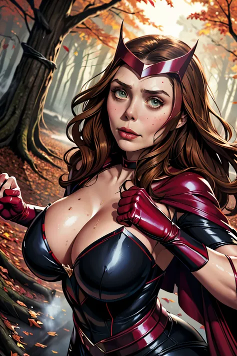 ((highest quality)), ((masterpiece)), (be familiar with), ((elizabeth olsen)), ((scarlet witch)), perfect face、precise、(accurate...