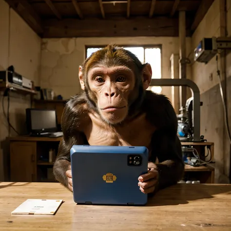 A monkey create a hope by gaining knowledge from computer (like monkey operation computer)