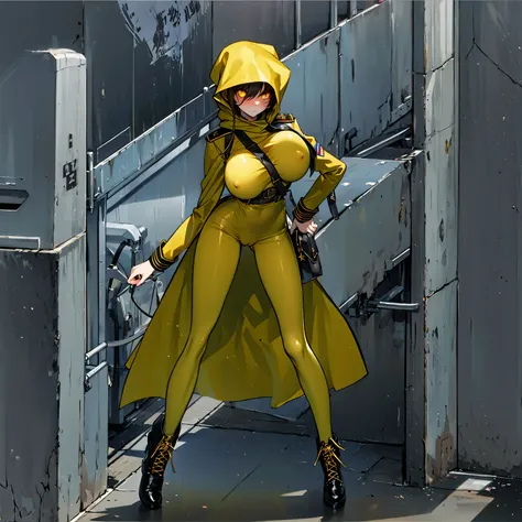 (solo cute girl standing in trench:1.3), (light brown hair:1.2) , (very long legs), (skinny long legs), (very short torso), swaying back, BREAK, (open legs:1.2), tiptoe, pigeon toed, BREAK, (bouncing unaligned large breasts:1.2), perky breasts, thin waist,...