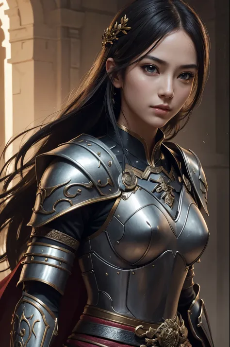 8K,Female warrior on the battlefield,Samurai Armor,Super beautiful(like the real thing),perfect face,Perfect hand shape,Charm,Volume measurement,Body balance,ultra high resolution,super realistic skin,Digital single-lens reflex camera, soft lighting, high ...