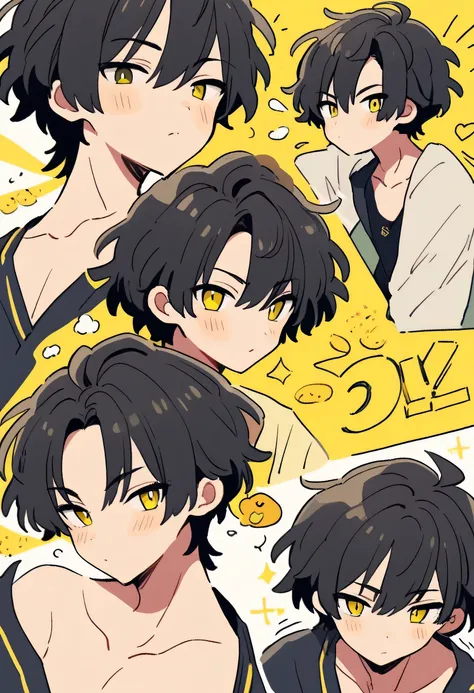 A sexy boy with black hair and yellow eyes