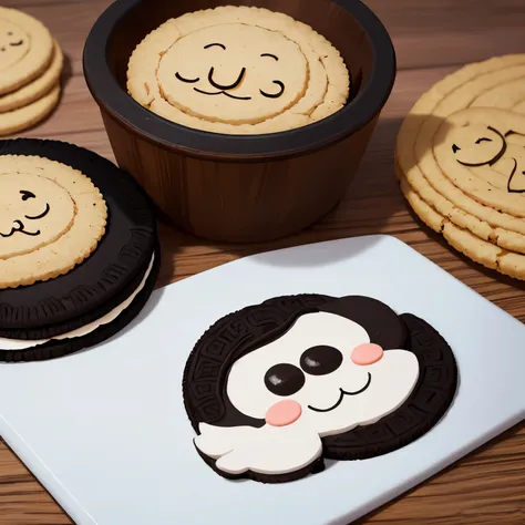 elabora una imagen de un producto de galletas con un estilo de caricatura pero con un texto que diga "oreo"