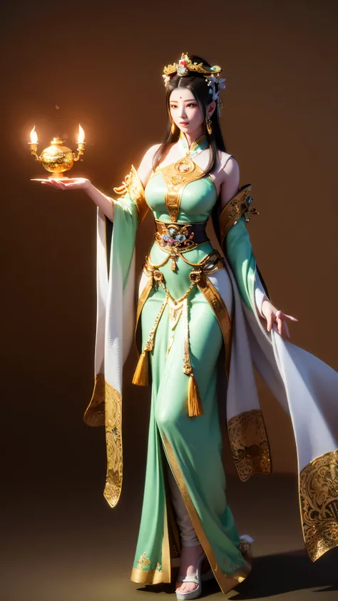 ((Best quality)), ((Masterpiece)), (Details:1.4), 3d, (((Beautiful Guan Yin has perfect big breasts))), HDR ( High dynamic range), ray tracing, NVIDIA RTX, ultra-resolution, realistic details, subsurface scattering, PBR texturing, post-processing, anisotro...