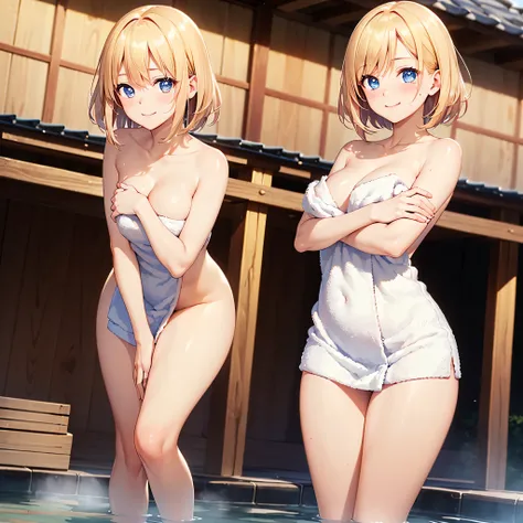 (​masterpiece:2.0), (top-quality:2.0), (leaning forward naked in the hot spring:1.5), (extremely short white Tube top towel:1.5), (Super Sexy Pose:1.5), (from below looking up:1.5), (Perfect exposed shoulders:1.5), (Perfect exposed nape:1.5), (blushed face...