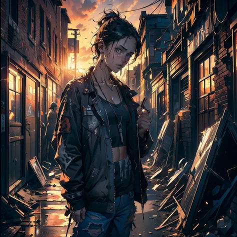 (NSFW, (((Masterpiece, Best Quality, photograph realistic))), (Rough textures), (nfsw, 8K Wallpaper, High resolution), Detailed wrinkles, Realistic smoke effects, Dynamic lighting, Dramatic contrast, Abandoned building, Worn-out clothing, Cigarette in hand...