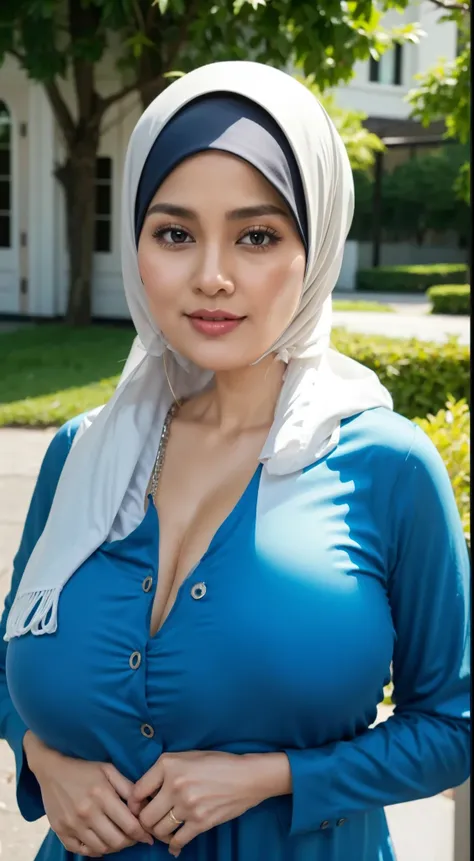 50 years Old, Hijab Indonesian mature woman, Big Tits : 66.9, Gamis, Breast out from her clothes : 1.9, at doctor office, Dark light, at Nighttime