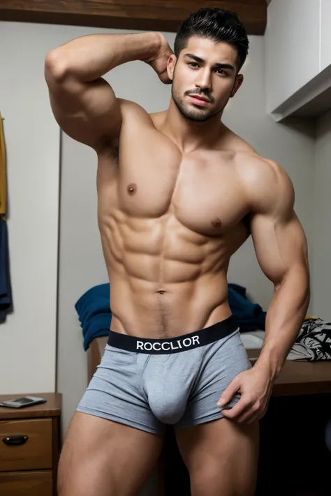 Chico, musculoso, sexy, ropa interior, boxer, bulge