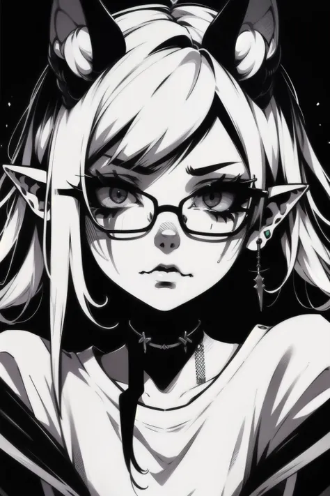 a close up of a person with glasses and a white shirt, neferpitou, gapmoe yandere, gapmoe yandere grimdark, ahegao, anime moe ar...