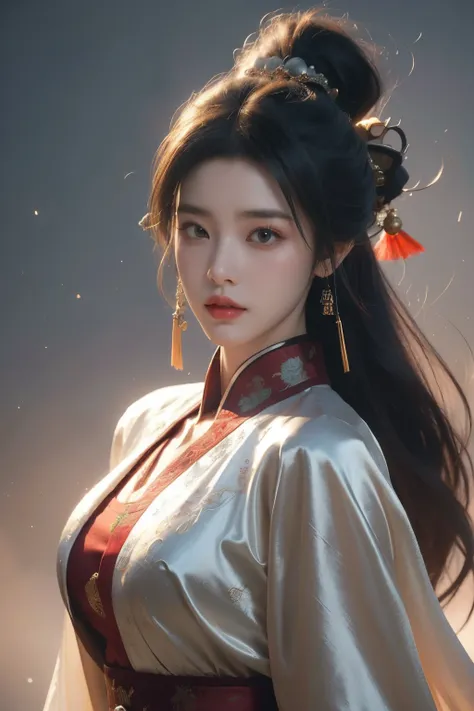 Game art,The best picture quality,Highest resolution,8K,((A bust photograph)),((Portrait)),((Head close-up)),(Rule of thirds),Unreal Engine 5 rendering works, (The Girl of the Future),(Female Warrior), 22 year old girl,(Ancient Chinese women),(Rainbow hair...
